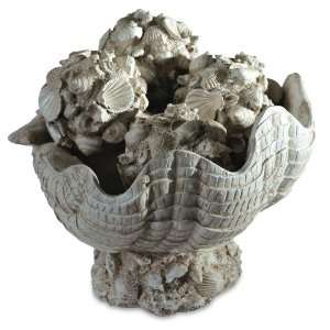   Decorative Footed Bowl with 4 Shell Spheres, Coastal Inspired Home