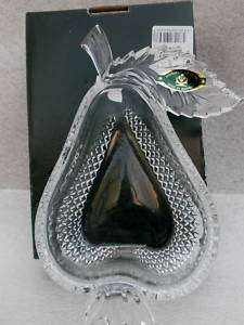 SLOVAKIA Honour Crystal PEAR DISH BOWL in box w label  