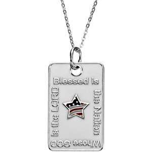   Sterling 33.83X19.5 Mm Blessed Is The Nation Star Dogtag Jewelry