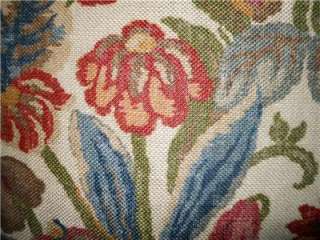 Throw pillow KRAVET COUTURE raw linen fabric printed floral design 
