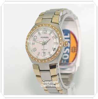 FOSSIL WOMENS PEARLIZED TWO TONE STEEL WATCH AM4183  