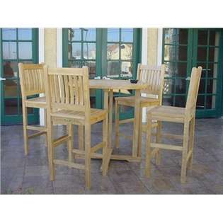   Teak Bahama 39 Round Bar Table W/4 Avalon Bar Chairs 