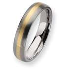   Titanium 14k Inlay Brushed 5mm Wedding Band Ring   Size 7.25