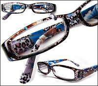 FELINE ENVY* Reading Glasses BLUE/BROWN LEOPARD 1.00  