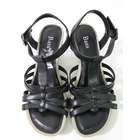 Bass NEW BASS Black Leather Strappy Open Toe Wedge Sandals Size 6