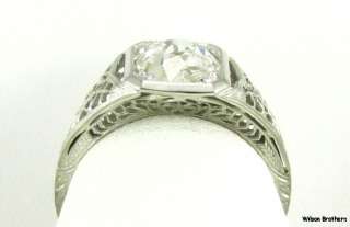 62ct Rose Cut DIAMOND Antique Engagement RING   18k White Gold A+ 