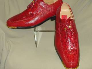   Red Faux Croco Goldtip Gold Tip Dress Shoes Expressions 5752  