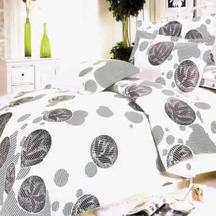  Bedding   [White Gray Marbles] 100% Cotton 3Pc Duvet Cover Set (Twin 