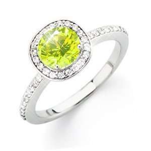  Yellow Gold Ring with Greenish Yellow Diamond 1/2 carat Brilliant cut