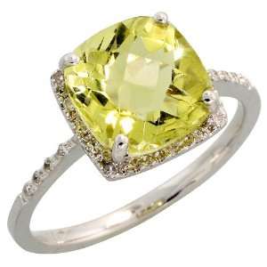   01 Carats 9mm Cushion Cut Lime Topaz Stone, 3/8 (10mm) wide, size 6.5