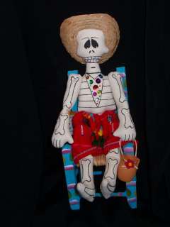 Mexican Folk Art Day of the Dead skeleton Ragg Doll  