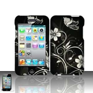 Black White Flowers Hard Matte Snap On Case Cover Faceplate Protector 