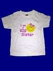 New Big Sister Smiley Face White T Shirt, Size 2 4