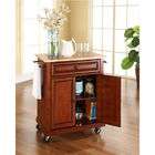   Natural Wood Top Portable Kitchen Cart/Island   Classic Cherry Finish
