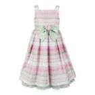Youngland Girls Sleeveless Dress With Bow Green/Pink Stripes