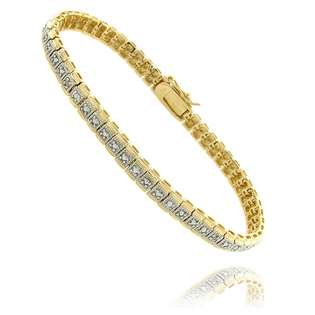   Gold Over Sterling Silver Diamond Accent Line Bracelet 