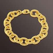 Romanza Text Rolo Link Bracelet set in Gold over Bronze 