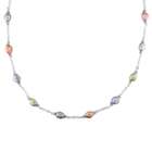   com Silvertone Freshwater Multi colored Pearl Chain Necklace (8 9 mm