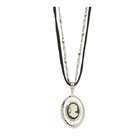 VistaBella Silver tone Cameo Locket on 16 Chain/Cord Necklace