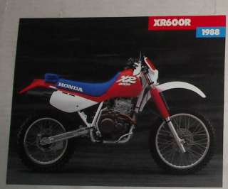 1988 HONDA XR600R MOTORCYCLE DEALER BROCHURE CATALOG  