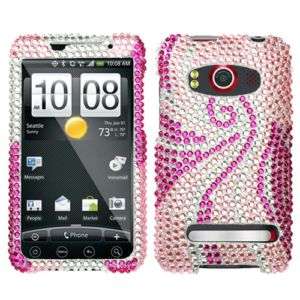 Pink Tail Crystal Bling Hard Case Cover for HTC EVO 4G  