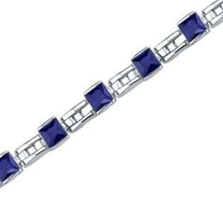 Peora Charming Style Princess Cut Blue Sapphire Gemstone Bracelet in 