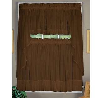 Stylemaster Chocolate 60 inch x 45 inch Sheer Voile Tier Panel at 