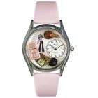 Whimsical Watches Teen Girl Pink Leather And Silvertone Watch 