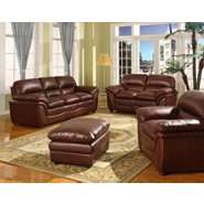 Baxton Studio Redding Cognac Brown Leather Modern Sofa Set at  