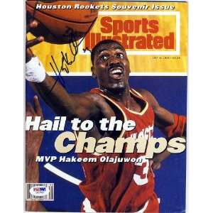 Hakeem Olajuwon Autographed Picture   Sports Illustrated Mag Psa dna