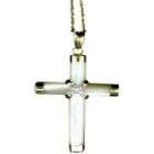 Mother of Pearl Cross Pendant with Diamond Accents