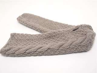   Italian 6 Ply Cashmere HANDKNIT FINGERLESS GLOVES NWT PUTTY Cable Knit