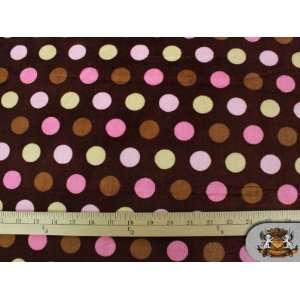 Minky Cuddle Mini Dots Print   Pink Yellow & Brown Background / 60 
