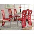 Wildon Home North Berwick Dining Table Set in with Red Chairs (7 
