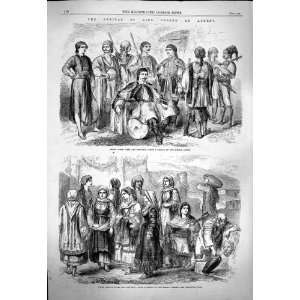  1863 KING GEORGE ATHENS GREEK COSTUMES OLD PRINT