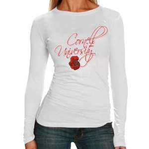   Big Red Ladies White Script and Logo Long Sleeve T shirt Sports