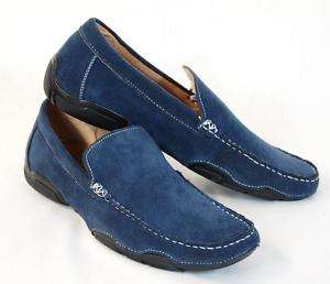 fw36/ Mens Blue Suede Shoes, Casual Loafers, US 10.5  