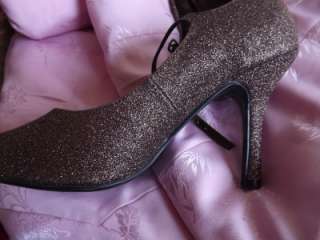 Peep Glitter Pump Brown Stilletto Sparkle 6.5 Shoes  