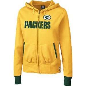  Green Bay Packers Womens Chant Gold Full Zip Hooded 