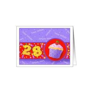  Cupcake Birthday Cards 28 Years Old Paper Greeting Cards 