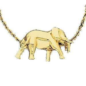  18K Yellow Gold Elephant Slide Pendant Jewelry
