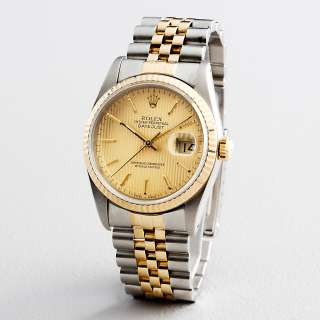 Mens Rolex Datejust Date 2Tone 18K & Stainless Steel Watch Gold 