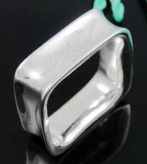 WIDE SIDE SQUARE SHAPE FINGER RING MENS FASHION JEWELRY SILVER PLATED 