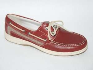 NEW LADIES CLARKS COSTAL DECK BOAT SHOES RED 7  
