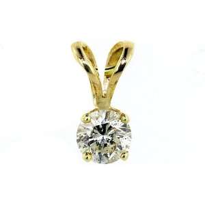   Yellow Gold Pendant Set with One Genuine Round Diamond Weighing .38ct