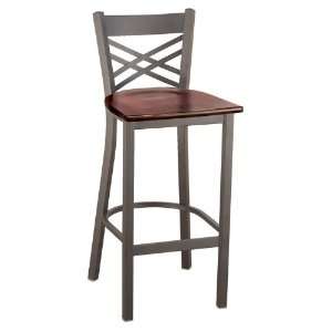  Cafe Stool with XBack and Wood Seat Walnut Seat/Black 