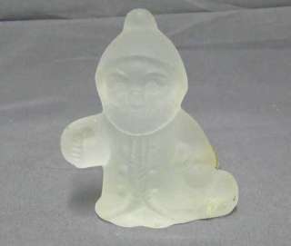 frosted glass santa claus christmas figure with original foil label he 