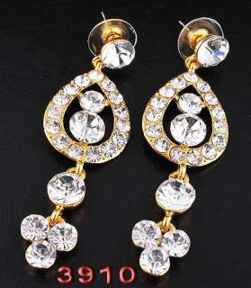 Free H32369 clear peacock bridal Necklace Earring 1set gold plated 