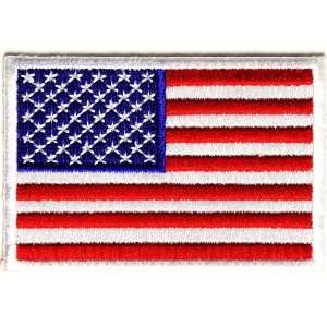  US Flag Patch   White Border, 3x2 inch, small embroidered 