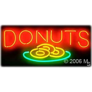 Neon Sign   Donut Red & Logo   Large 13 x 32  Grocery 